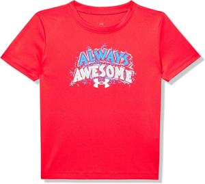 Under Armour Boys Classic Core Logo футболка, принт с надписью и бейсбольными дизайнами, круглый вырез, Red - Always Awesome Ss