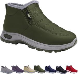 Женские зимние ботинки для снега, теплые зимние ботильоны до щиколотки с меховой подкладкой, легкие водонепроницаемые ботинки с пушистым мехом, мягкие термо-ботиночки для улицы, удобные для походов короткие ботинки Generic, Green