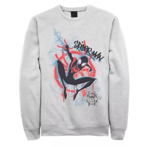 Мужской флисовый пуловер с рисунком Marvel Spiderverse сине-красного кирпича и граффити