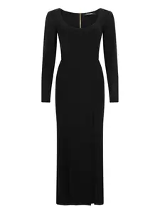 Платье с длинными рукавами и разрезом Roberto Cavalli, черный