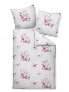 Мягкое постельное белье из сирсакера - орхидеи - розовое на розовом Janine, 135 x 200 + 80 x 80 см