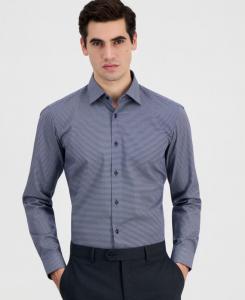 Мужская рубашка современного кроя с принтом в виде кругов Hugo Boss, Navy/white