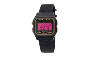 CASIO Мужские часы Retrofit Series с кварцевым механизмом и нейлоновым ремешком, черный циферблат