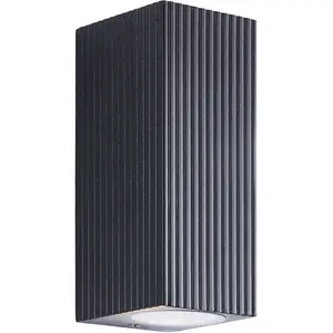 Наружный настенный светильник my home JELANI GU10, 1 шт. Свет вверх и вниз, GU10, IP44, 8 x 17 x 7 см, алюминий/стекло, черный My Home, черный