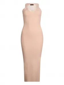 Платье миди в рубчик с кружевными вставками LIU JO, розовый