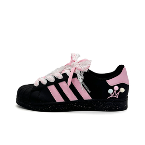 Superstar 2 Pink Crown устойчивые к истиранию низкие детские скейтбординг кроссовки pink Adidas Originals, черный