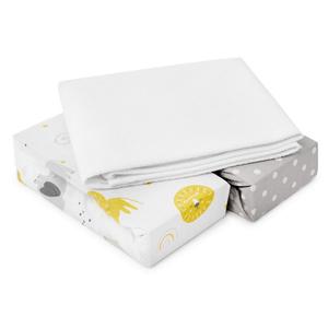 Простыни FlyIdeas 60х120 см для детской кроватки, 3 шт. - 2 простыни + 1 водонепроницаемый наматрасник, 100% чистый и мягкий хлопок