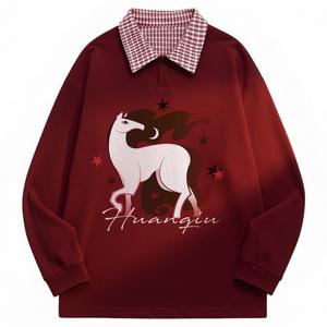 Свитшот Unisex Lapel Thickened Regular HUANQIU, red