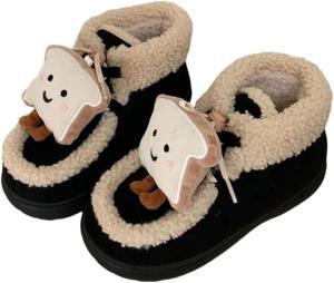 Женские милые зимние ботинки ZQW с капибарой, 3D животное, высокие ботильоны Y2K, пушистые, утепленные, с удобной обувной колодкой, Black & Toast