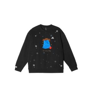 Adidas Толстовка LABEL Unisex черная с круглым вырезом утепленная