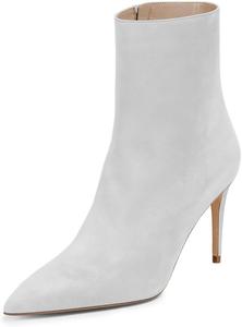Женские ботильоны Zszszsu Fashion с заостренным носком, сексуальные на высоком каблуке-стилете, короткие с боковой молнией, обувь для вечеринок и платьев, осенняя, размер 4-16 US, Light Grey