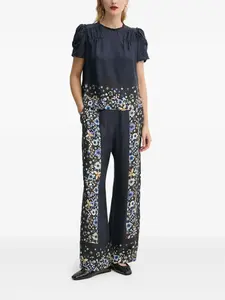 Блузка с цветочным принтом и вставками MUNTHE, синий