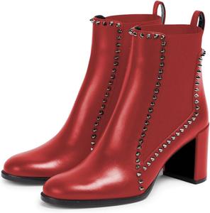 Женские ботильоны Tang'scuisins Chelsea с круглым носком и заклепками, на толстом каблуке, без шнуровки, модные обувь для повседневного ношения, офиса, вечеринок, размеры 4-16 US, Red