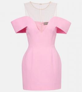 Мини-платье из крепа из верджинской шерсти David Koma, Pink
