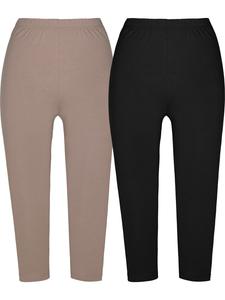 Леггинсы-капри из одинарного джерси в упаковке по 2 шт., серо-коричневого/черного цвета REDBEST