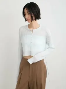 Кардиган из полупрозрачной ребристой вязки, созданный в сотрудничестве с Nuri Miesrohe, цвет Lblu[081]