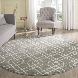 Ковер SAFAVIEH, 214 x 214 см, Amherst Collection Grey/Ivory AMT407C геометрический без ворса для столовой, прихожей, гостиной, спальни