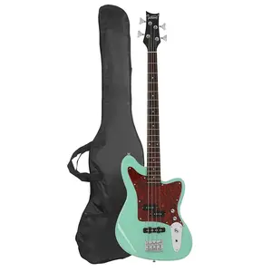 Бас-гитара Glarry Green GIB 4 струны с красным перламутровым пикгардом и усилителем 20 Вт