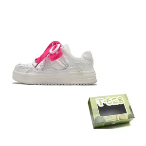 T628 Винтажные пуховики Износостойкие, легкие, дышащие и нескользящие Низкие скейтбордские унисекс Ecru (шнурки розово-красные), цвет Ecru (Rose Red Laces)