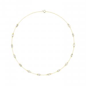 Женское ожерелье с 3-каратным изумрудом и выращенными в лаборатории бриллиантами огранки «маркиза» из 14-каратного золота Vir Jewels, желтый