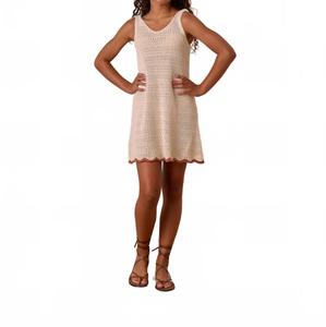 Мини-платье-майка с кружевом в натуральном цвете Rylee + Cru