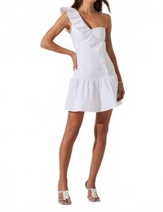 Белое платье мини с рюшами ASTR
