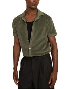 Короткий рукав, вельветовая кемп-рубашка REISS, зеленый