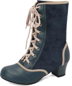 Женские ретро ботильоны в стиле байкер с круглым носком и массивным каблуком Klarmar, Green 1