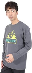 Мужская футболка с классическим логотипом и удлиненным рукавом Marmot, темно-серый