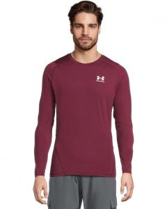Мужская футболка Under Armour Heatgear Armour Compression Long Sleeve, Maroon/White