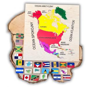 Карта Северной Америки, деревянная карта, карта Монтессори, флаги и страны Inna marka