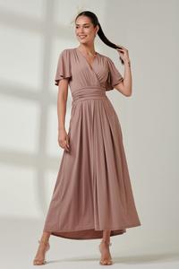 Платье макси из супергладкого джерси с рукавами ангела Jolie Moi, розовый