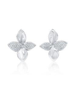 Серьги-подвески Suzy Levian из стерлингового серебра с кубическим цирконием, абстрактные в виде цветка, 26 мм Suzy Levian New York, Silver