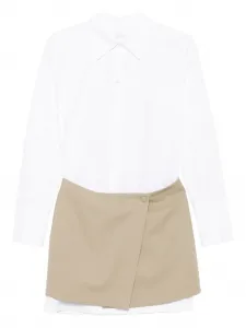 Платье-рубашка с контрастной юбкой Patrizia Pepe, белый