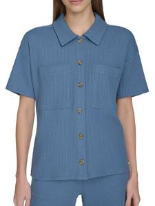 Рубашка вафельного трикотажа Andrew Marc, цвет Sea Blue