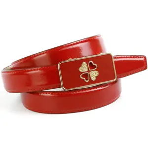 Кожаный ремень Anthoni Crown, женский ремень с изящной стеклянной застежкой, красный