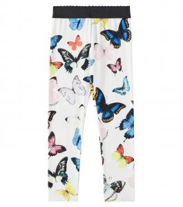 Леггинсы из хлопчатобумажного трикотажа с принтом Dolce&Gabbana Kids, Farfalle Fdo Bianco
