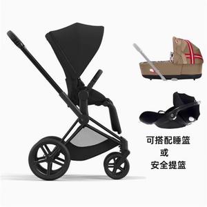 Cybex Priam4 High Landscape Stroller с откидным сиденьем, амортизацией и двусторонним наклоном - новая модель 4.0, черная рама + черный чехол