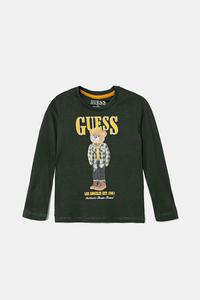 Детская хлопковая кофта с длинным рукавом Guess, зеленый