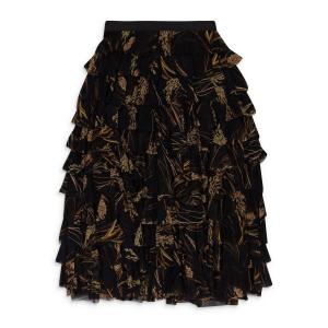 Бежевая пшенично-ячменная юбка с воланами и расклешением Norma Kamali