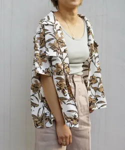 Droit bello (друа белло) рубашка на заказ с цветочным принтом B'2Nd, цвет White