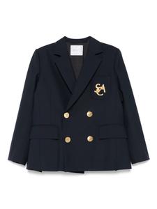 Sacai пиджак с вышитым логотипом, синий