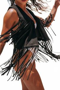 Падающая бахрома жилет в черном Saints & Hearts