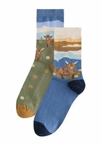 Носки Next 2 PACK , Hamish The Highland Cow Scene/Khaki