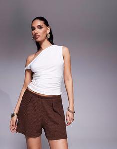 Фактурные шорты ASOS DESIGN шоколадного цвета
