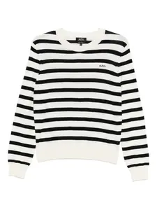 Полосатый джемпер Josepha с круглым вырезом A.P.C., белый