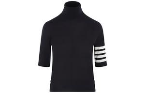 Вязаный свитер с воротником-стойкой THOM BROWNE, темно-синий