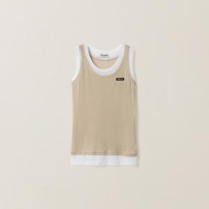 Майка из рубчатого трикотажа MIU MIU, серый