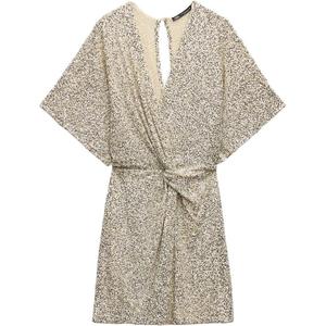 ZARA Женские платья с коротким рукавом silver