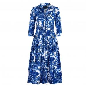 Платье Одри из ткани Антильские острова Туаль №2 Samantha Sung, White Cobalt Blue